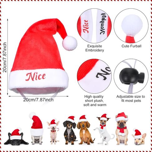 2 Pieces Dog Santa Hat Cute Cat Christmas Hats Adjustable Pet Costumes for Christmas Cats Dogs Pets Outfit Supplies (7.87'' x 7.87'') in Saudi Arabia