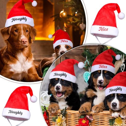 2 Pieces Dog Santa Hat Cute Cat Christmas Hats Adjustable Pet Costumes for Christmas Cats Dogs Pets Outfit Supplies (7.87'' x 7.87'') in Saudi Arabia