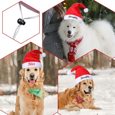 2 Pieces Dog Santa Hat Cute Cat Christmas Hats Adjustable Pet Costumes for Christmas Cats Dogs Pets Outfit Supplies (7.87'' x 7.87'') in Saudi Arabia