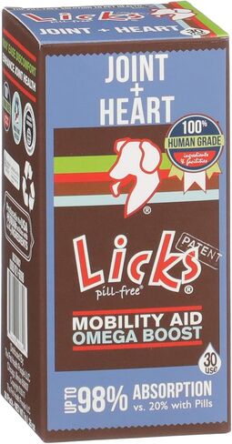 Licks Pill-Free Dog Joint and Heart - Glucosamine & Omega 3 Fish Oil Supplement for Dogs - Inflammation Supplements for Joint Support - Gel Packets - 30 Use in Saudi Arabia