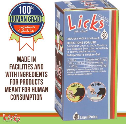 Licks Pill-Free Dog Joint and Heart - Glucosamine & Omega 3 Fish Oil Supplement for Dogs - Inflammation Supplements for Joint Support - Gel Packets - 30 Use in Saudi Arabia
