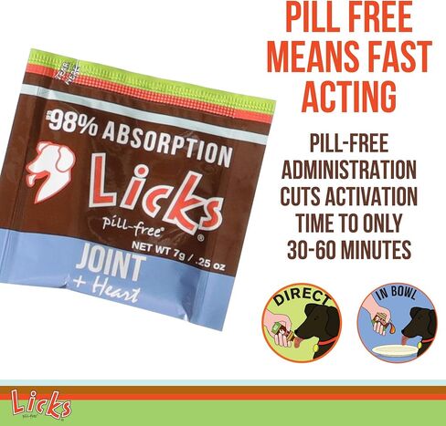 Licks Pill-Free Dog Joint and Heart - Glucosamine & Omega 3 Fish Oil Supplement for Dogs - Inflammation Supplements for Joint Support - Gel Packets - 30 Use in Saudi Arabia