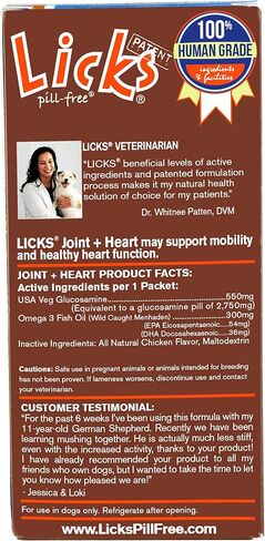 Licks Pill-Free Dog Joint and Heart - Glucosamine & Omega 3 Fish Oil Supplement for Dogs - Inflammation Supplements for Joint Support - Gel Packets - 30 Use in Saudi Arabia