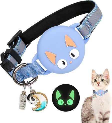 Reflective Breakaway Cat Collars with Bells, Hidden GPS Tracker Airtag Safety Buckle Kitten Collar, with Name Tag, Waterproof AirTag Cat Collar Holder, Pet Supplies, Accessories, Stuff(Black) in Saudi Arabia