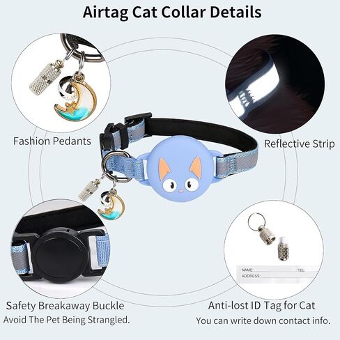 Reflective Breakaway Cat Collars with Bells, Hidden GPS Tracker Airtag Safety Buckle Kitten Collar, with Name Tag, Waterproof AirTag Cat Collar Holder, Pet Supplies, Accessories, Stuff(Black) in Saudi Arabia