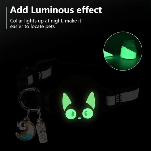 Reflective Breakaway Cat Collars with Bells, Hidden GPS Tracker Airtag Safety Buckle Kitten Collar, with Name Tag, Waterproof AirTag Cat Collar Holder, Pet Supplies, Accessories, Stuff(Black) in Saudi Arabia