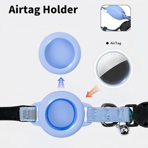 Reflective Breakaway Cat Collars with Bells, Hidden GPS Tracker Airtag Safety Buckle Kitten Collar, with Name Tag, Waterproof AirTag Cat Collar Holder, Pet Supplies, Accessories, Stuff(Black) in Saudi Arabia