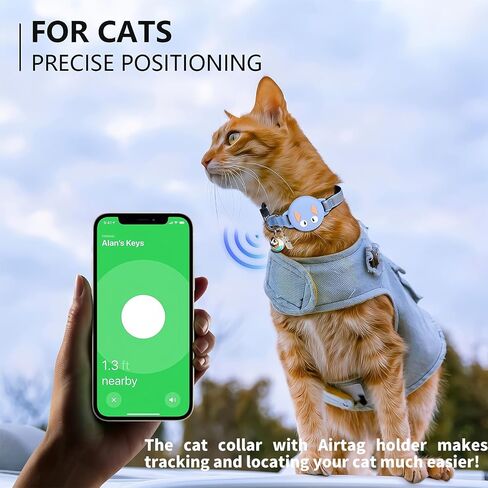 Reflective Breakaway Cat Collars with Bells, Hidden GPS Tracker Airtag Safety Buckle Kitten Collar, with Name Tag, Waterproof AirTag Cat Collar Holder, Pet Supplies, Accessories, Stuff(Black) in Saudi Arabia