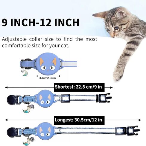 Reflective Breakaway Cat Collars with Bells, Hidden GPS Tracker Airtag Safety Buckle Kitten Collar, with Name Tag, Waterproof AirTag Cat Collar Holder, Pet Supplies, Accessories, Stuff(Black) in Saudi Arabia