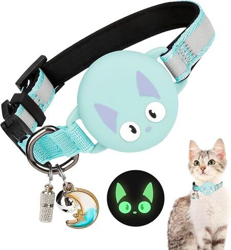Reflective Breakaway Cat Collars with Bells, Hidden GPS Tracker Airtag Safety Buckle Kitten Collar, with Name Tag, Waterproof AirTag Cat Collar Holder, Pet Supplies, Accessories, Stuff(Black) in Saudi Arabia