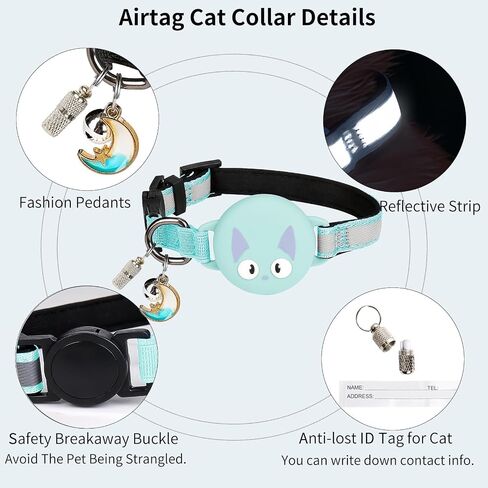 Reflective Breakaway Cat Collars with Bells, Hidden GPS Tracker Airtag Safety Buckle Kitten Collar, with Name Tag, Waterproof AirTag Cat Collar Holder, Pet Supplies, Accessories, Stuff(Black) in Saudi Arabia