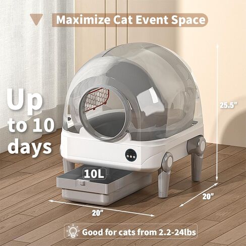 Self Cleaning Cat Litter Box, Large Automatic Cat Litter Box for Multiple Cats with APP Control 68L Large Event Space 4 Rolls Garbage Bags 1 Scent Box (Automatic Litter Box) in Saudi Arabia