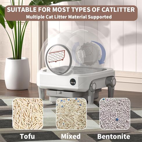 Self Cleaning Cat Litter Box, Large Automatic Cat Litter Box for Multiple Cats with APP Control 68L Large Event Space 4 Rolls Garbage Bags 1 Scent Box (Automatic Litter Box) in Saudi Arabia