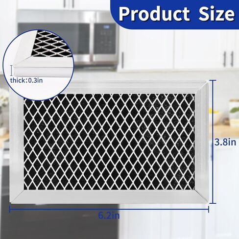 JX81J، WB02X11124 فلتر الفحم المعاد تدويره بالميكروويف - فلتر الكربون المنشط الحقيقي - إطار من الألومنيوم السميك متوافق مع فلتر فحم الميكروويف GE WB06X10823 2 Pack in Kuwait