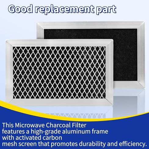 JX81J، WB02X11124 فلتر الفحم المعاد تدويره بالميكروويف - فلتر الكربون المنشط الحقيقي - إطار من الألومنيوم السميك متوافق مع فلتر فحم الميكروويف GE WB06X10823 2 Pack in Kuwait