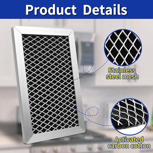 JX81J، WB02X11124 فلتر الفحم المعاد تدويره بالميكروويف - فلتر الكربون المنشط الحقيقي - إطار من الألومنيوم السميك متوافق مع فلتر فحم الميكروويف GE WB06X10823 2 Pack in Kuwait