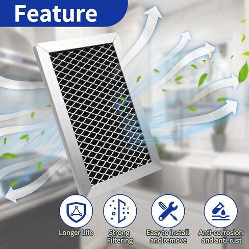 JX81J، WB02X11124 فلتر الفحم المعاد تدويره بالميكروويف - فلتر الكربون المنشط الحقيقي - إطار من الألومنيوم السميك متوافق مع فلتر فحم الميكروويف GE WB06X10823 2 Pack in Kuwait