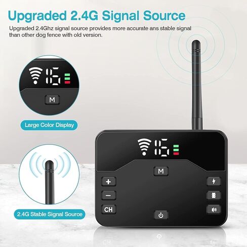 سياج لاسلكي للكلاب، نظام سياج كهربائي 2 في 1 لكلبين مع طوق تدريب وجهاز تحكم عن بعد، IP65 مقاوم للماء، نظام جديد لاحتواء الحيوانات الأليفة الآمن لجميع الكلاب، يغطي مساحة تصل إلى 8 فدان (20-850 قدمًا) in Kuwait