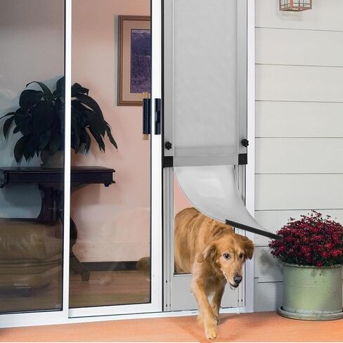 Dog Door for Sliding Door - Large Dog Door for Sliding Glass Door - Patio Sliding Door Dog Door Insert - Opening Width: 11 in, Max Height: 84.25 in, Color: Silver Aluminum in Saudi Arabia