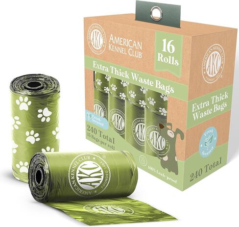 AKC Dog Poop Bags - EXTRA THICK Leak Proof Pet Waste Bags - 16 Refill Rolls - Lavender Scent - 240 Count (Paw Print) in Saudi Arabia
