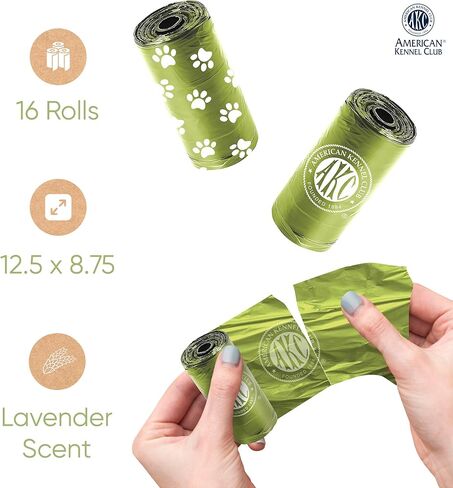AKC Dog Poop Bags - EXTRA THICK Leak Proof Pet Waste Bags - 16 Refill Rolls - Lavender Scent - 240 Count (Paw Print) in Saudi Arabia