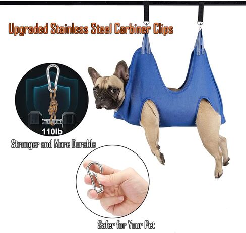 حزام أرجوحة للعناية بالكلاب الأليفة مزود بمشبكين شديد التحمل من الفولاذ المقاوم للصدأ، مقص أظافر، مقلم أظافر، مقص مع حزام حلاقة لقص الأظافر (متوسط/أقل من 55 رطل، أزرق) in Kuwait