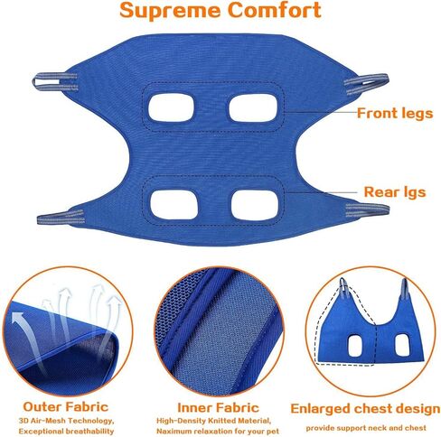 حزام أرجوحة للعناية بالكلاب الأليفة مزود بمشبكين شديد التحمل من الفولاذ المقاوم للصدأ، مقص أظافر، مقلم أظافر، مقص مع حزام حلاقة لقص الأظافر (متوسط/أقل من 55 رطل، أزرق) in Kuwait