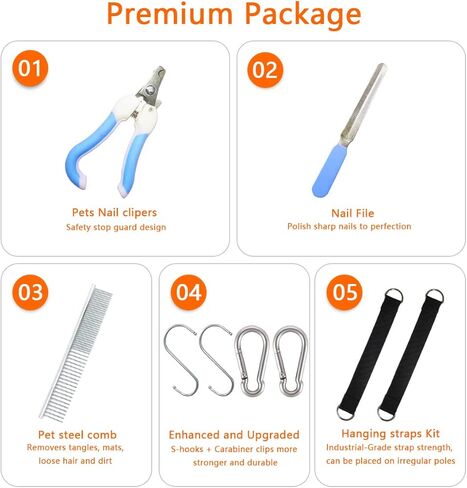 حزام أرجوحة للعناية بالكلاب الأليفة مزود بمشبكين شديد التحمل من الفولاذ المقاوم للصدأ، مقص أظافر، مقلم أظافر، مقص مع حزام حلاقة لقص الأظافر (متوسط/أقل من 55 رطل، أزرق) in Kuwait