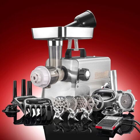 STX International Turboforce HD (Heavy Duty) 3500 Series 5-in-1 Stainless Steel Electric Meat Grinder | Sausage Stuffer | Kubbe Maker | 5 Grinding Plates | 3 Stainless Steel Blades & More Included in Saudi Arabia