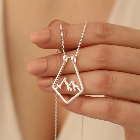 Mountain Ring Holder Necklace | Dainty Ring Holder Necklace, 925 Sterling Silver Engagement Ring Saver Pendant Necklace Wedding Gift, Mother's Day Valentine's Day Gifts for Her in Saudi Arabia