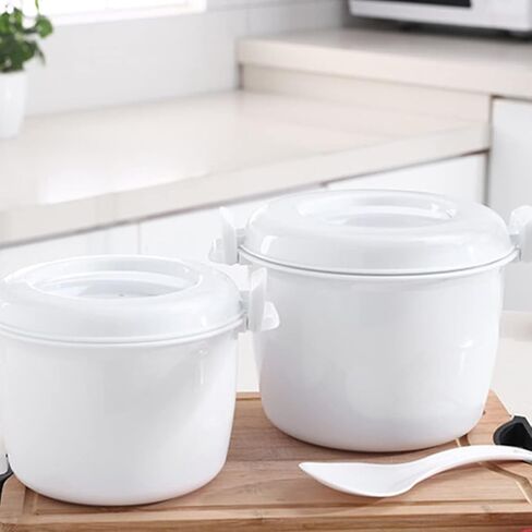 صندوق غداء مستدير معزول لطهي الأرز في الميكروويف من Luxshiny، وعاء غداء في الميكروويف سهل وسريع، حاوية غداء في الميكروويف، لوازم المطبخ (حجم كبير) in Kuwait