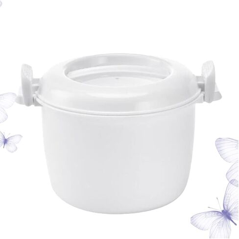 صندوق غداء مستدير معزول لطهي الأرز في الميكروويف من Luxshiny، وعاء غداء في الميكروويف سهل وسريع، حاوية غداء في الميكروويف، لوازم المطبخ (حجم كبير) in Kuwait