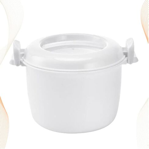 صندوق غداء مستدير معزول لطهي الأرز في الميكروويف من Luxshiny، وعاء غداء في الميكروويف سهل وسريع، حاوية غداء في الميكروويف، لوازم المطبخ (حجم كبير) in Kuwait