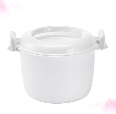 صندوق غداء مستدير معزول لطهي الأرز في الميكروويف من Luxshiny، وعاء غداء في الميكروويف سهل وسريع، حاوية غداء في الميكروويف، لوازم المطبخ (حجم كبير) in Kuwait