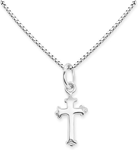 Very Tiny Delicate and Dainty Sterling Silver Cross Necklace for Women and Teen Girls, Goddaughter, Daughter, Granddaughter, Niece - Baptism, Confirmation Gift (16 inches plus 2-inch extender) in Kuwait