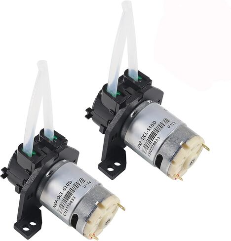 2PCS DC 12V Dosing Pump Lab Peristaltic Pumps with Connector for Aquarium Analytical Home Bonsai Irrigation Watering DIY - L Bracket in Saudi Arabia