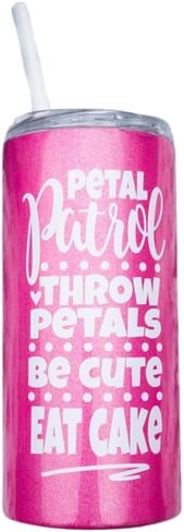 كوب Petal Patrol Flower Girl Tumbler، كوب سفر من الفولاذ المقاوم للصدأ سعة 16 أونصة مع غطاء وقش، لامع وردي، معزول للمشروبات الساخنة والباردة، هدية مثالية لعيد الزفاف للفتيات، يتضمن غطاء قابل للشرب 0264 in Kuwait