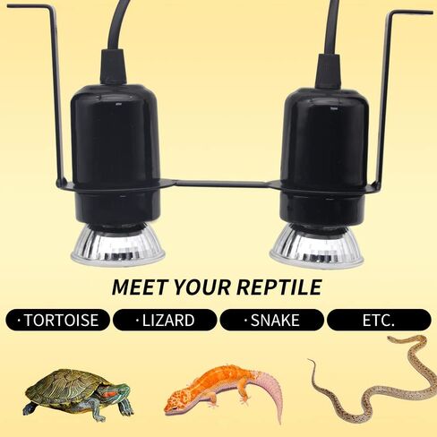 Reptile Light Fixture Heat Lamps E27 Base UVB Reptile Light Fixture Dome Heat Lighting Lamp Combo kit ffor Reptiles, Bearded Dragon, lguana, Snake, Turtle Tank (One lamp Head) in Saudi Arabia