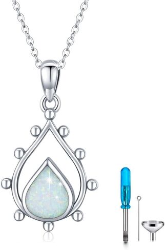 s925 الفضة الاسترليني قلادة دمعة قلادة جرة للرماد للنساء الفتيات، waterdrop الحرق رقبة للكلاب القط رماد الإنسان الحرق أوبال مجوهرات المنجد تذكار تذكاري in Kuwait