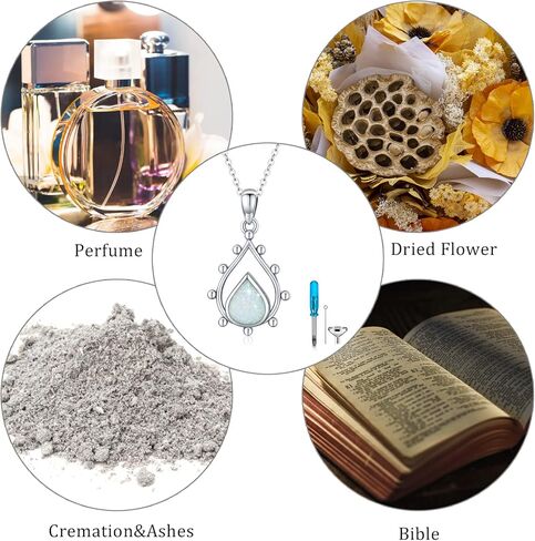 s925 الفضة الاسترليني قلادة دمعة قلادة جرة للرماد للنساء الفتيات، waterdrop الحرق رقبة للكلاب القط رماد الإنسان الحرق أوبال مجوهرات المنجد تذكار تذكاري in Kuwait