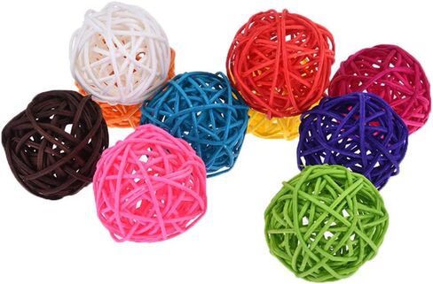 Keersi 10pcs Rattan Balls Bird Toy Part DIY Accessories Making Toy for Parrot Budgie Parakeet Cockatiel Conure Lovebird Finch Macaw African Grey Cockatoo Amazon Cage Part Random Color (5cm/ 1.96'') in Saudi Arabia