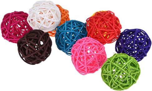 Keersi 10pcs Rattan Balls Bird Toy Part DIY Accessories Making Toy for Parrot Budgie Parakeet Cockatiel Conure Lovebird Finch Macaw African Grey Cockatoo Amazon Cage Part Random Color (5cm/ 1.96'') in Saudi Arabia