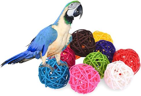 Keersi 10pcs Rattan Balls Bird Toy Part DIY Accessories Making Toy for Parrot Budgie Parakeet Cockatiel Conure Lovebird Finch Macaw African Grey Cockatoo Amazon Cage Part Random Color (5cm/ 1.96'') in Saudi Arabia