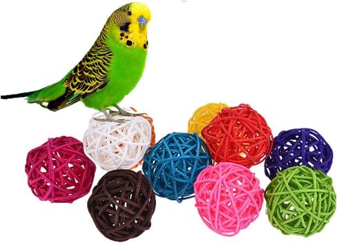 Keersi 10pcs Rattan Balls Bird Toy Part DIY Accessories Making Toy for Parrot Budgie Parakeet Cockatiel Conure Lovebird Finch Macaw African Grey Cockatoo Amazon Cage Part Random Color (5cm/ 1.96'') in Saudi Arabia