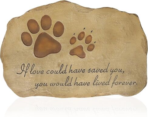 حجر تذكاري للحيوانات الأليفة من الراتنج مع اقتباس تذكاري وتصميم طباعة مخالب - أحجار تذكارية للحيوانات الأليفة في الأماكن المغلقة والمفتوحة - هدايا تعاطف للكلاب أو القطط أو فقدان الحيوانات الأليفة - بني in Kuwait