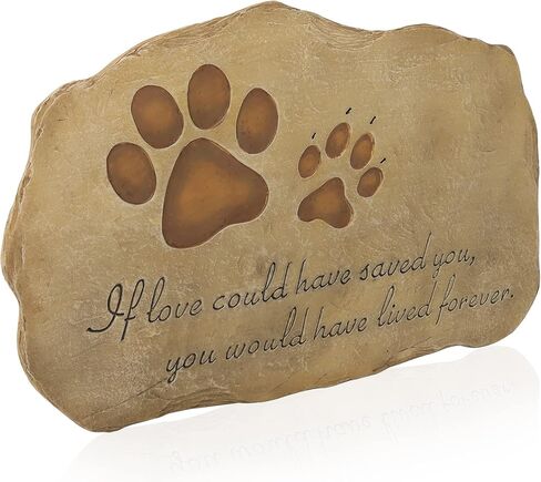 حجر تذكاري للحيوانات الأليفة من الراتنج مع اقتباس تذكاري وتصميم طباعة مخالب - أحجار تذكارية للحيوانات الأليفة في الأماكن المغلقة والمفتوحة - هدايا تعاطف للكلاب أو القطط أو فقدان الحيوانات الأليفة - بني in Kuwait