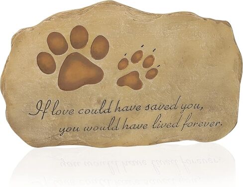 حجر تذكاري للحيوانات الأليفة من الراتنج مع اقتباس تذكاري وتصميم طباعة مخالب - أحجار تذكارية للحيوانات الأليفة في الأماكن المغلقة والمفتوحة - هدايا تعاطف للكلاب أو القطط أو فقدان الحيوانات الأليفة - بني in Kuwait