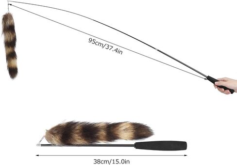 EVTSCAN Interactive Cat Feather Toys, Cat Artificial Tail Playing Sticks Toy Pet Retractable Wand Funny Rod Interactive Toy in Saudi Arabia