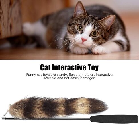 EVTSCAN Interactive Cat Feather Toys, Cat Artificial Tail Playing Sticks Toy Pet Retractable Wand Funny Rod Interactive Toy in Saudi Arabia