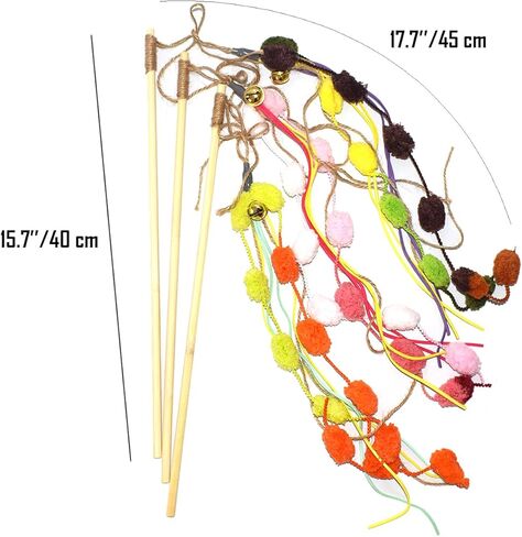 عصا القطط، 3 قطع من عصا تحفيز القطط القطيفة التفاعلية المصنوعة من الخيزران الطبيعي للقطط والقطط in Kuwait